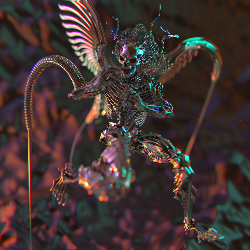 Glitched abstract angel demon render