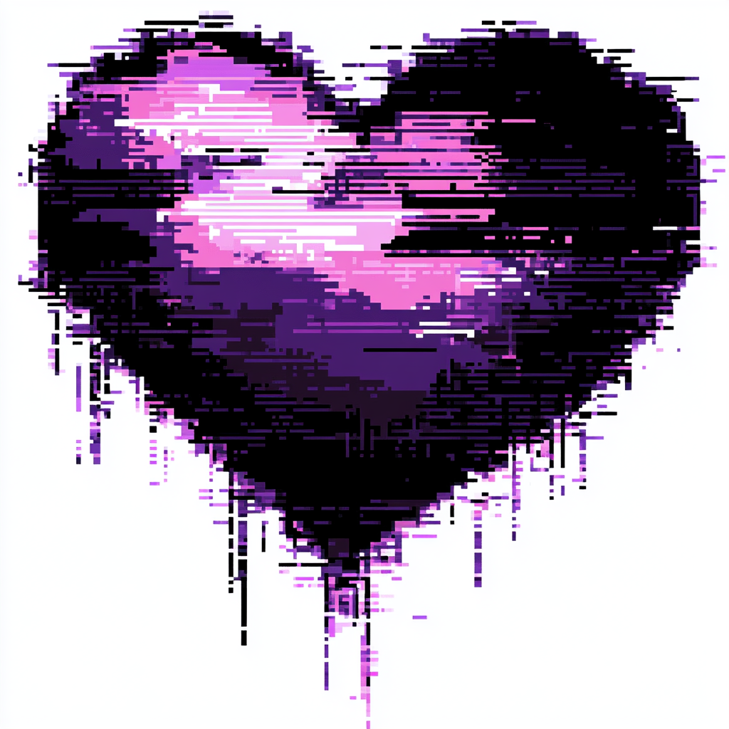 Purple and black glitchy heart