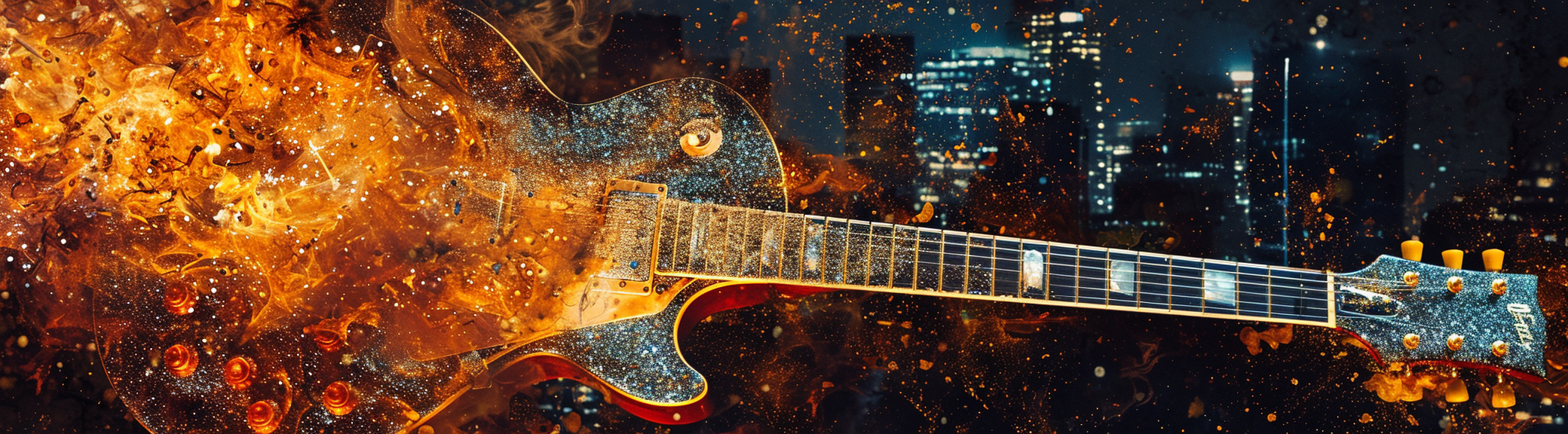 Glitter Flames Rock Guitar