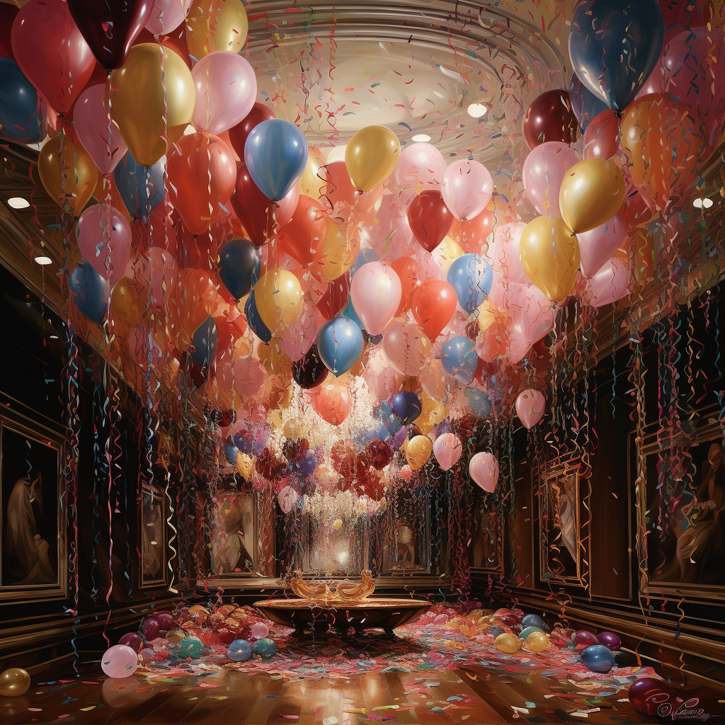 Colorful party decorations and balloons