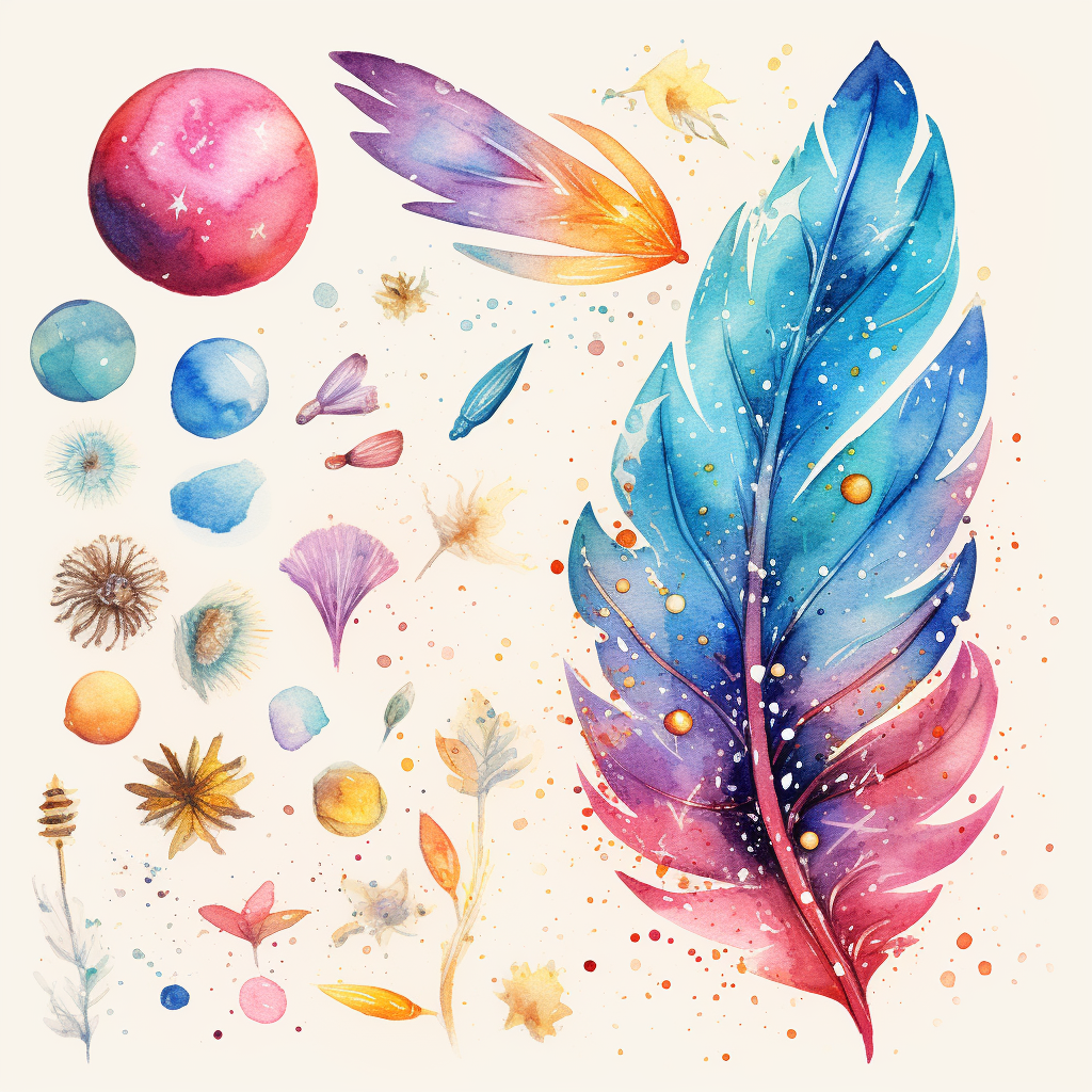 Beautiful glitter and watercolor elements