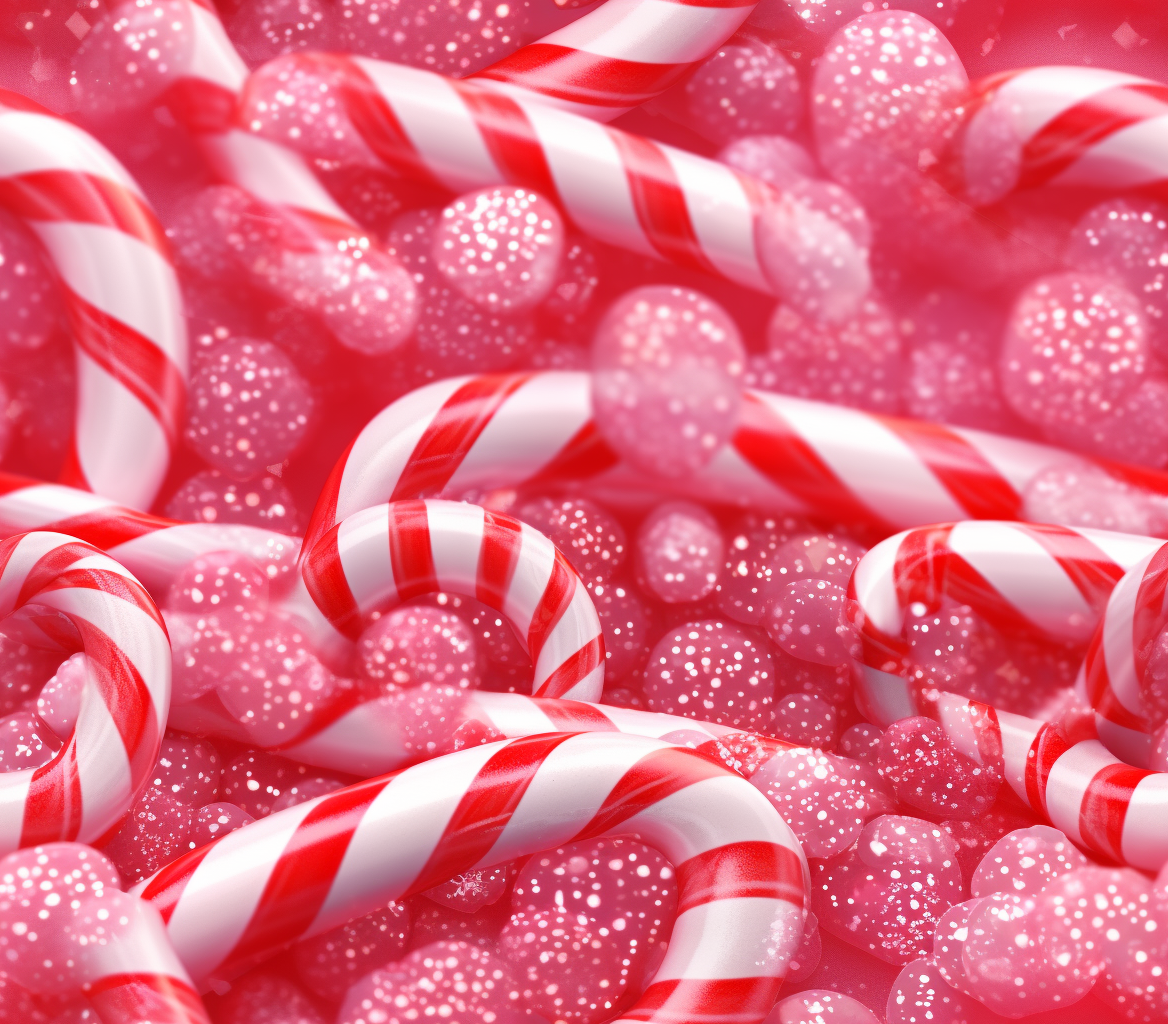 Colorful candy canes with glittery sparkles