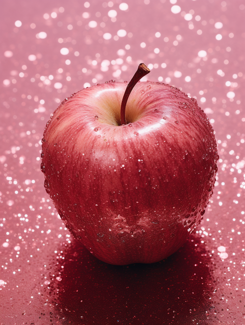 Beautiful apple on glittery y2k background