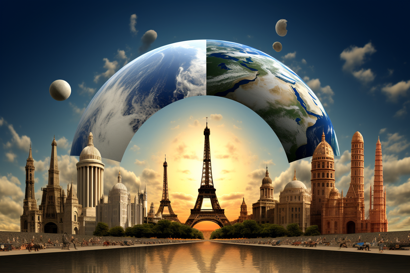 Global landmarks symbolizing peace and unity