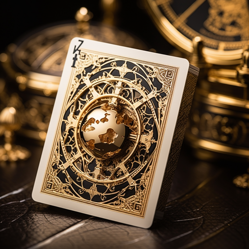 Elegant poker card with globe motif