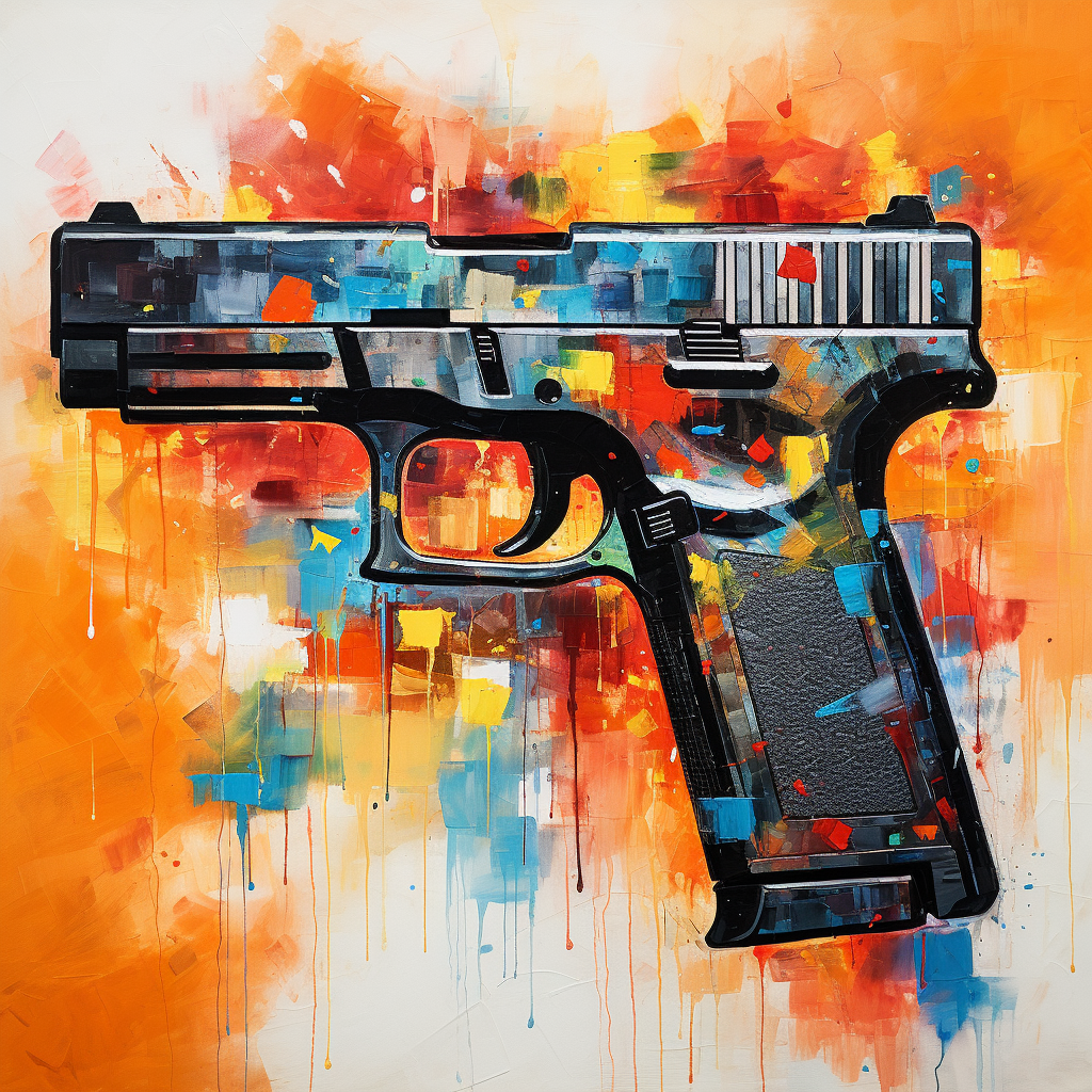 Colorful abstract painting of a glock