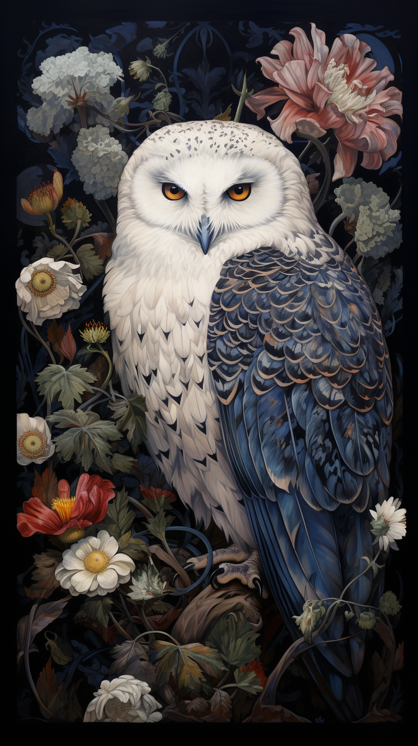 Snowy Owl in William Morris Style