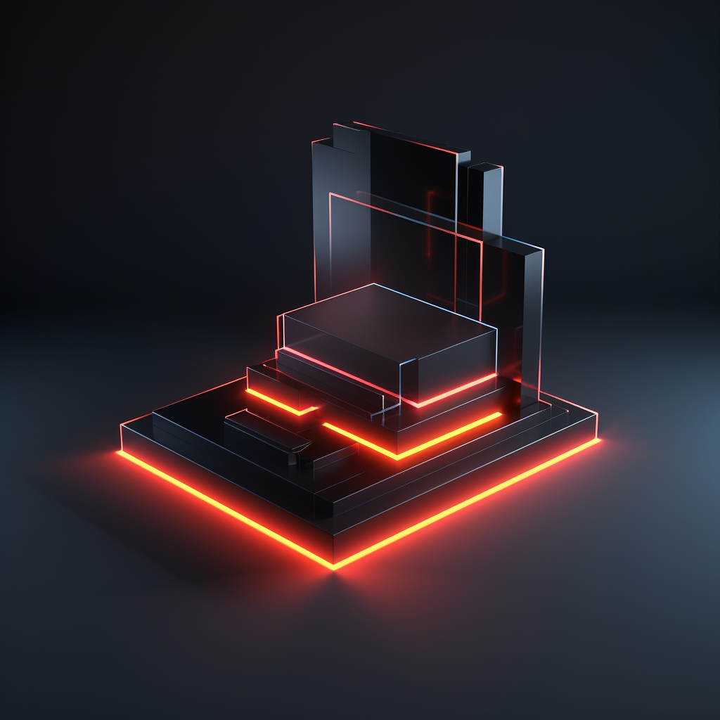 Glowing 3D Rectangle on Isometric Platform