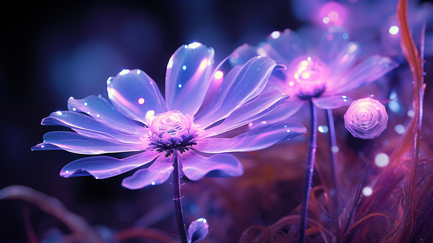 Alien daisy flower with glowing veins