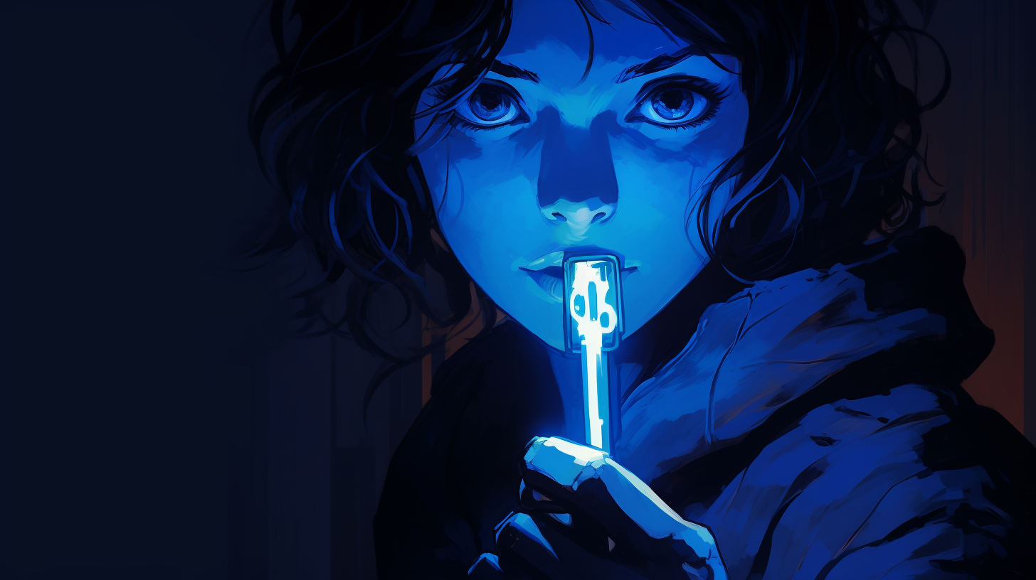 Glowing blue key concept sketch