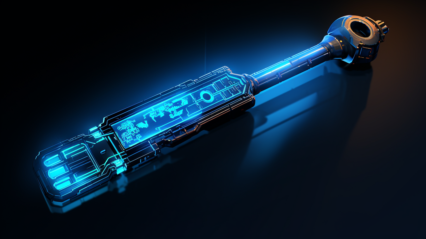 Concept sketch of a glowing blue key