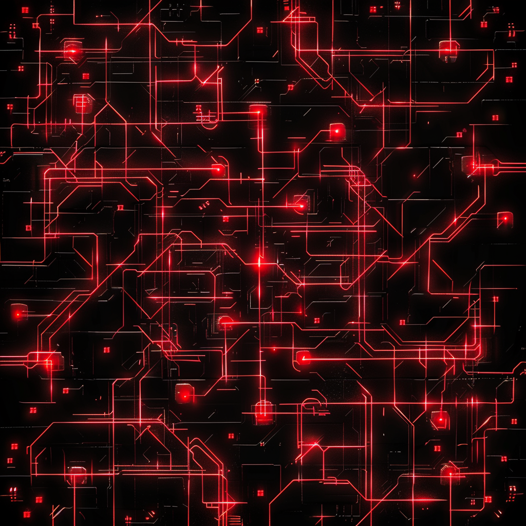 Red glowing circuitry design pattern