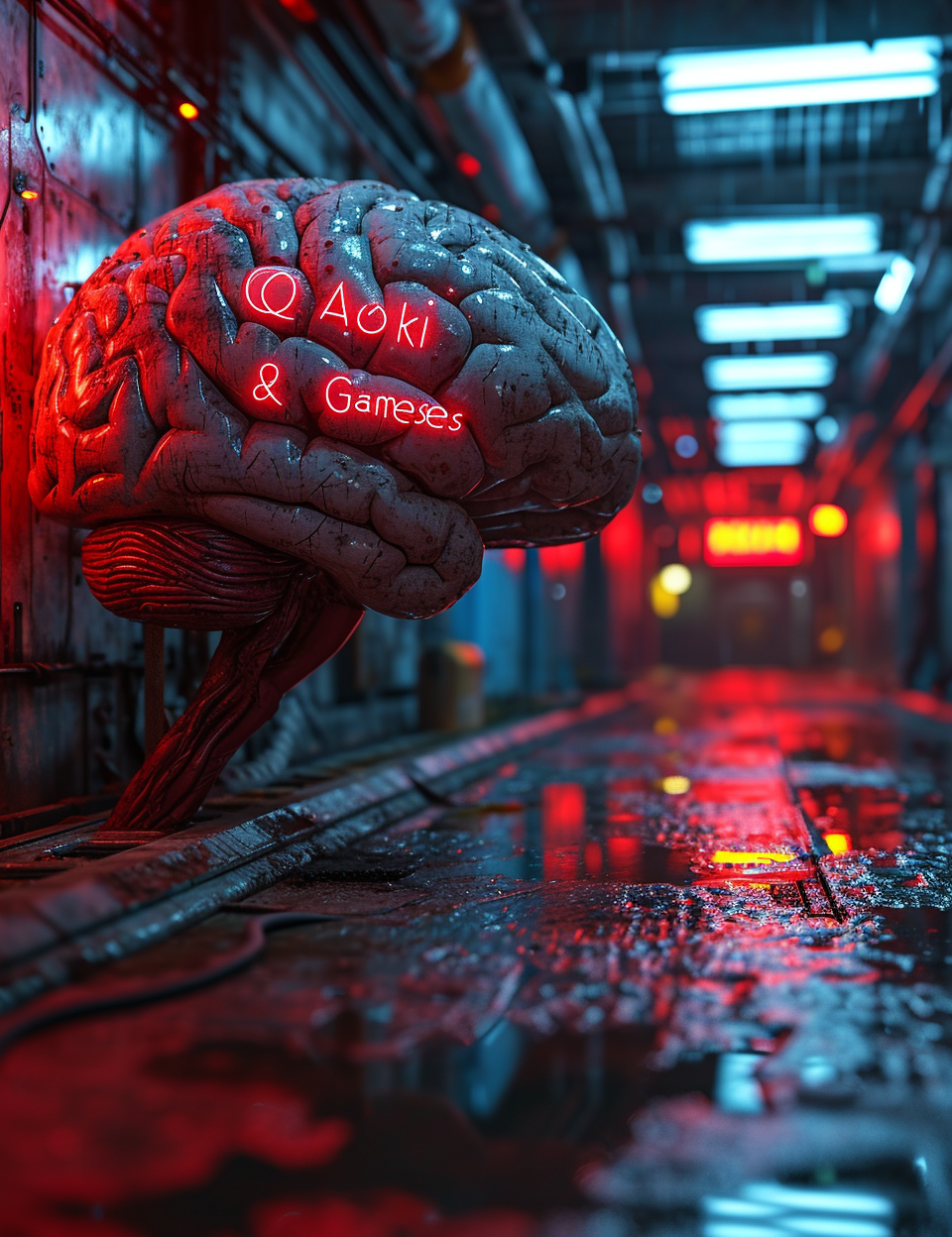 Glowing cybernetic brain for Aoki Games & Gala