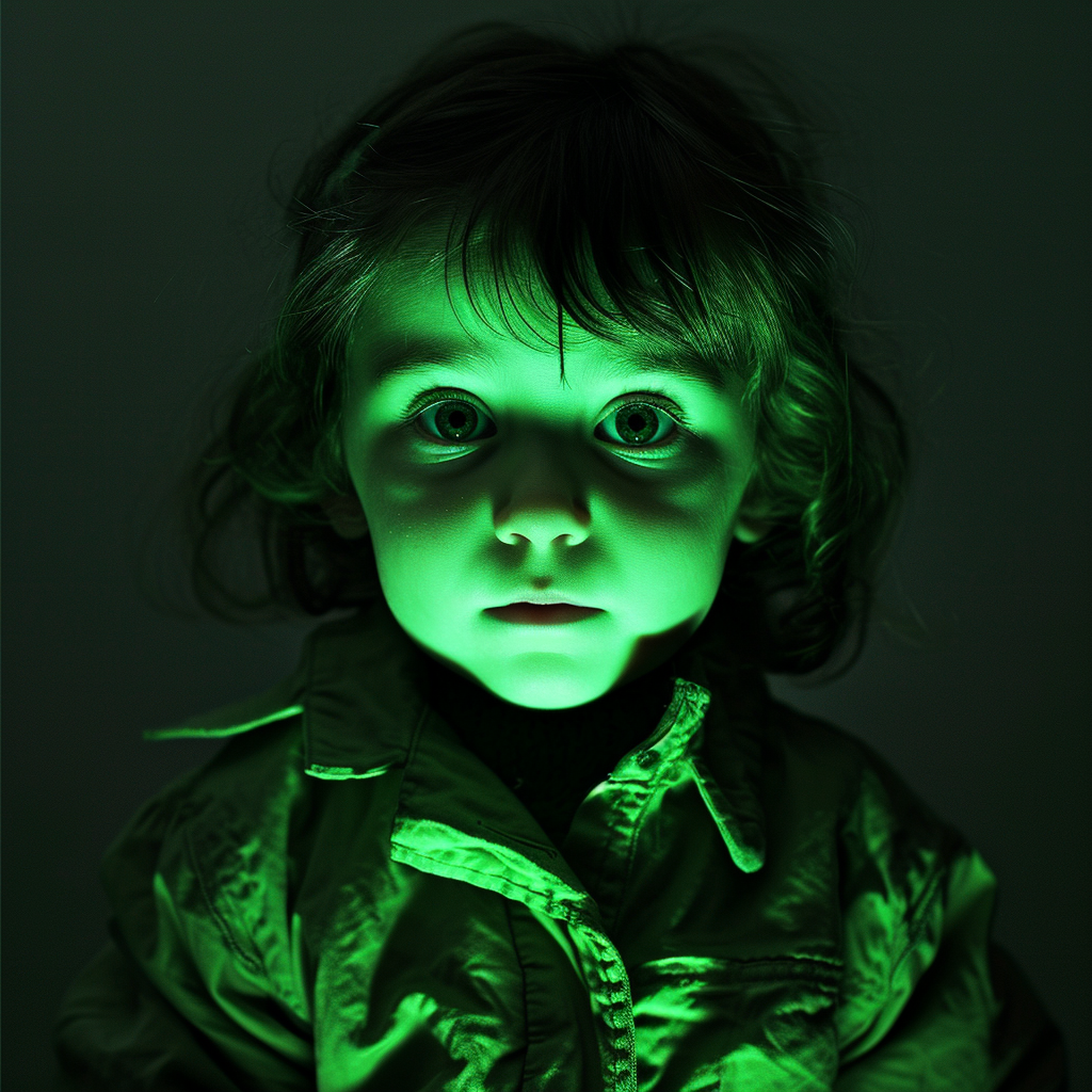 Child glowing green from radiation