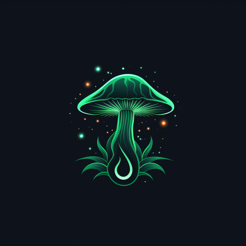 Glowing green psylo mushroom logo