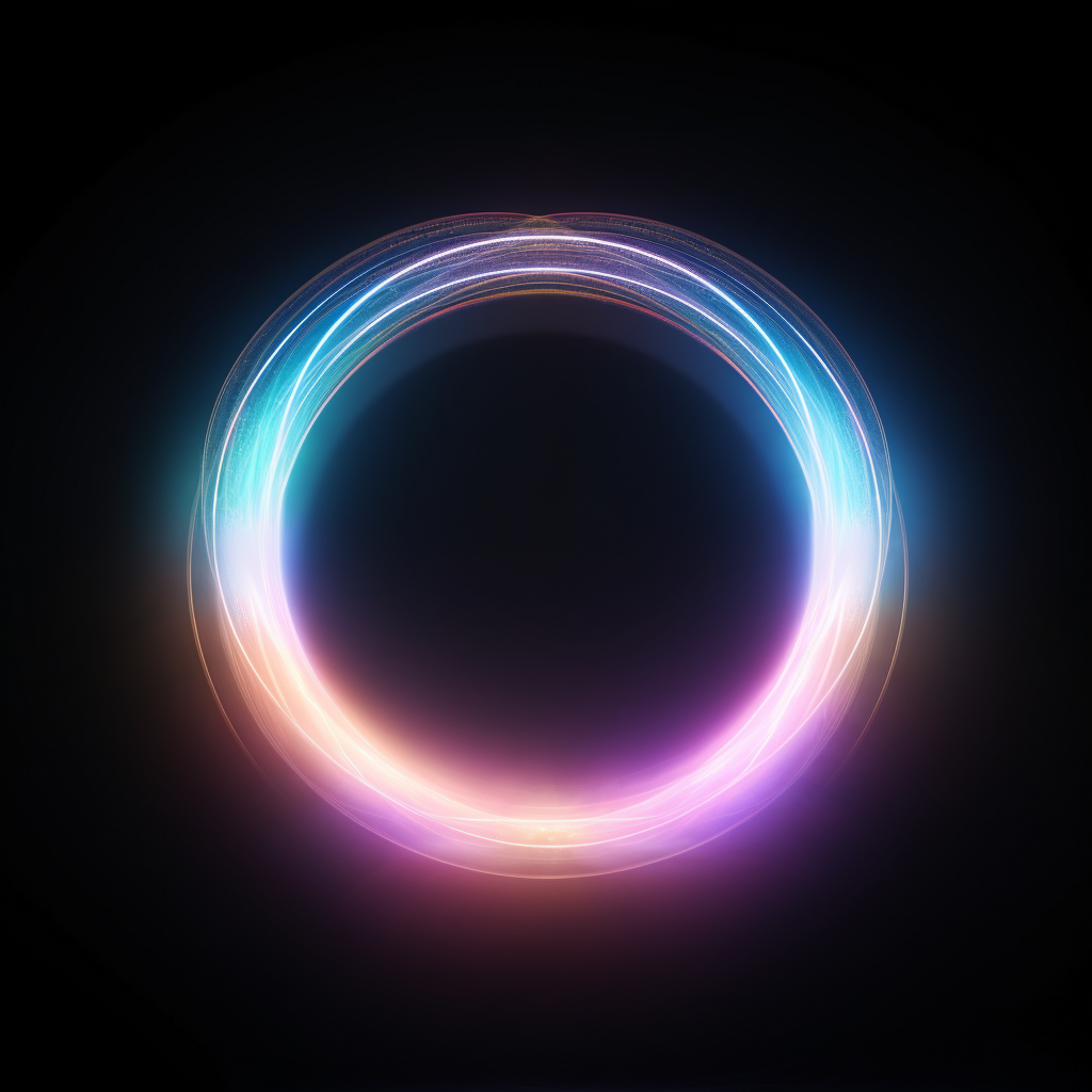 Iridescent circle on black background