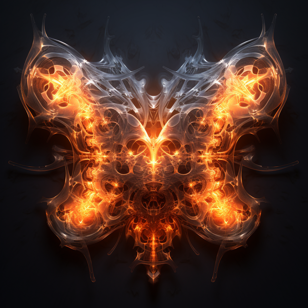 Futuristic glowing LED rorschach organism