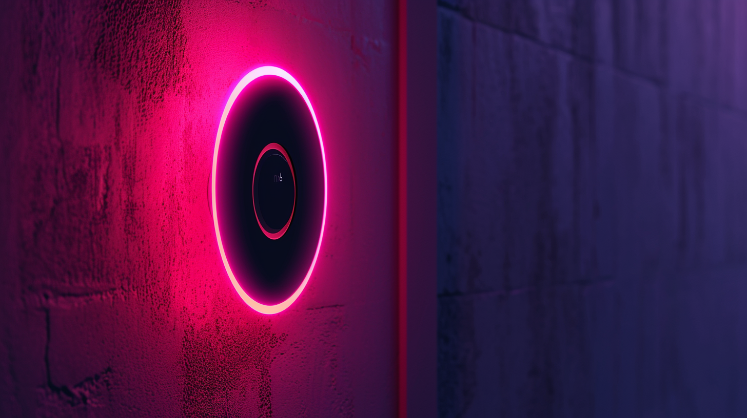 Wall-mounted glowing magenta light 3D object