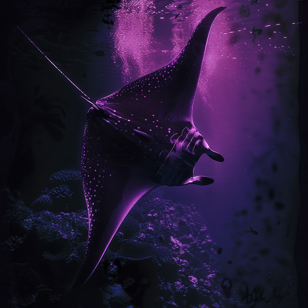 Giant Manta Ray Glowing Magenta