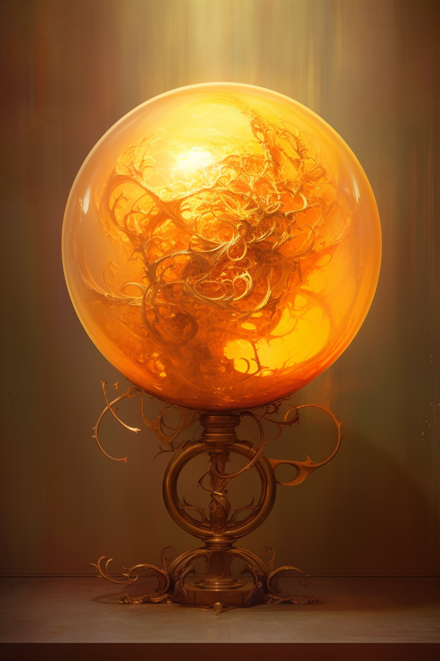 Meditative and Biblical Glowing Orange Sphere with Swirling Details