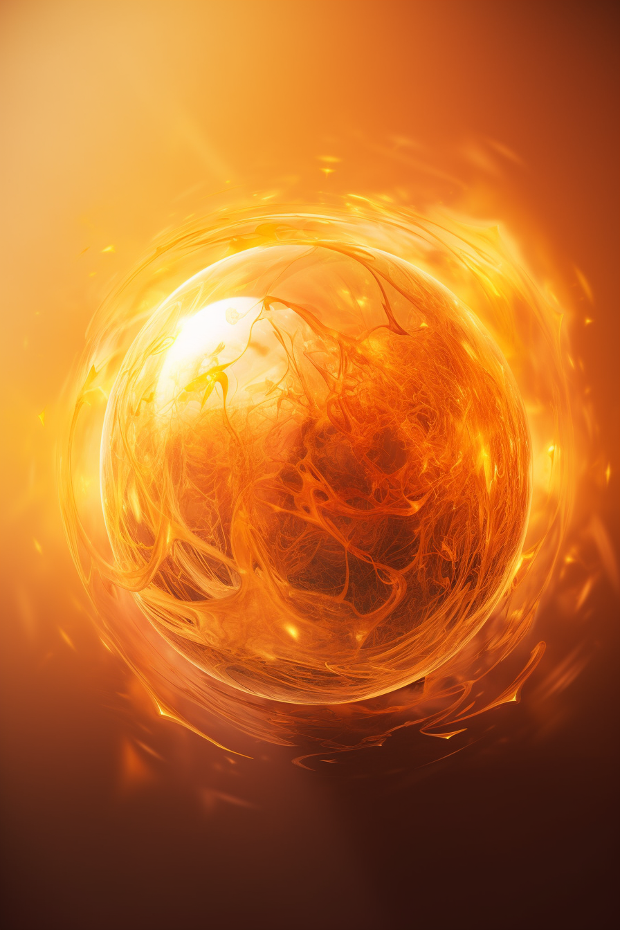 Beautiful Swirling Details Inside Warm Orange Sphere