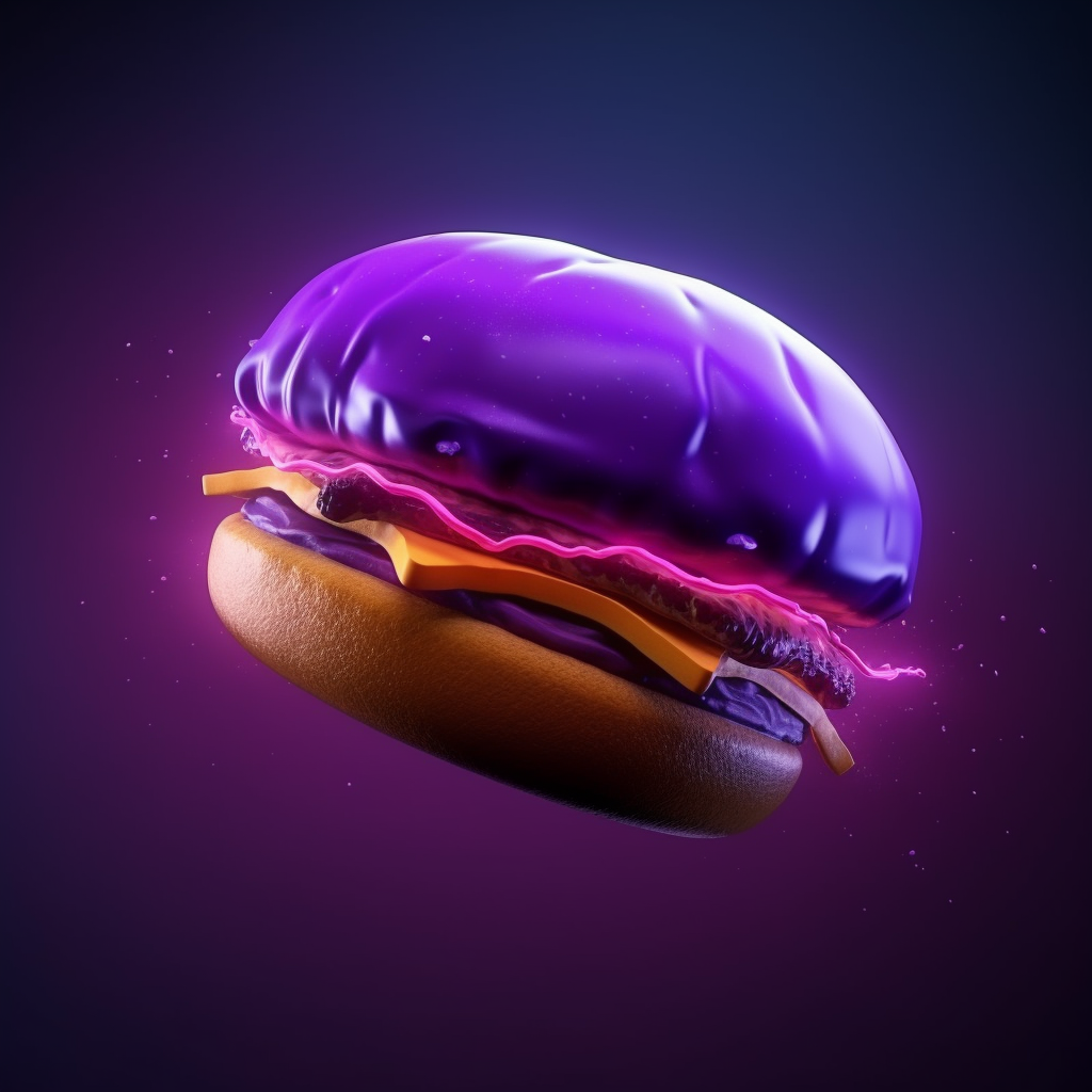 Glowing purple cybersport hamburger