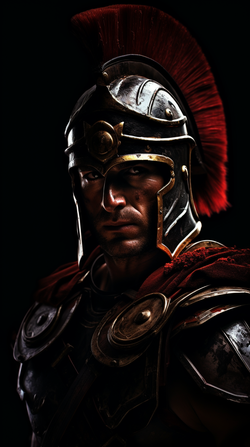 Glowing Roman Centurion with Fiery Eyes