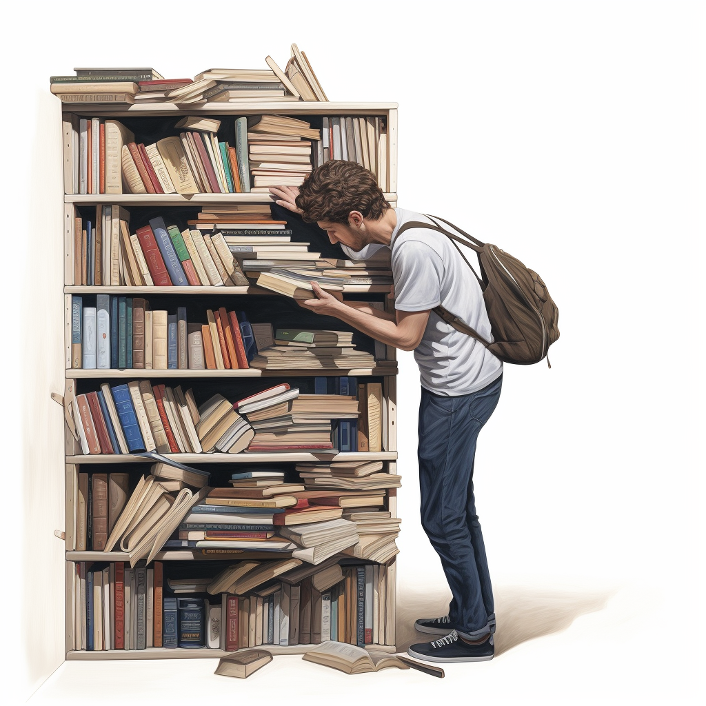 Man exerting pressure to remove glued books