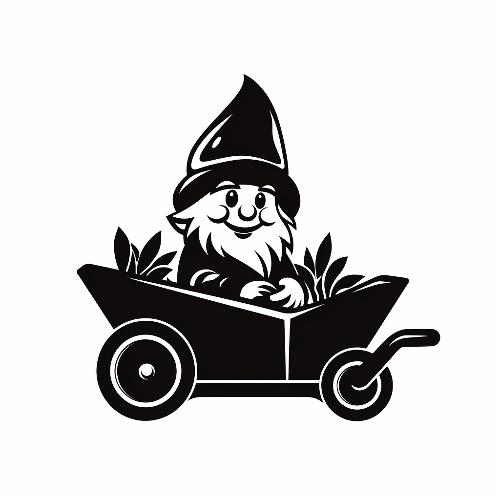 Adorable gnome in a wheelbarrow