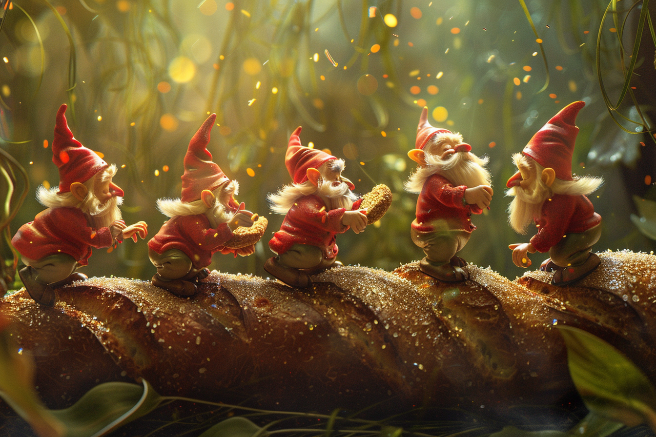 Little Gnomes Dancing Bread Fantasy