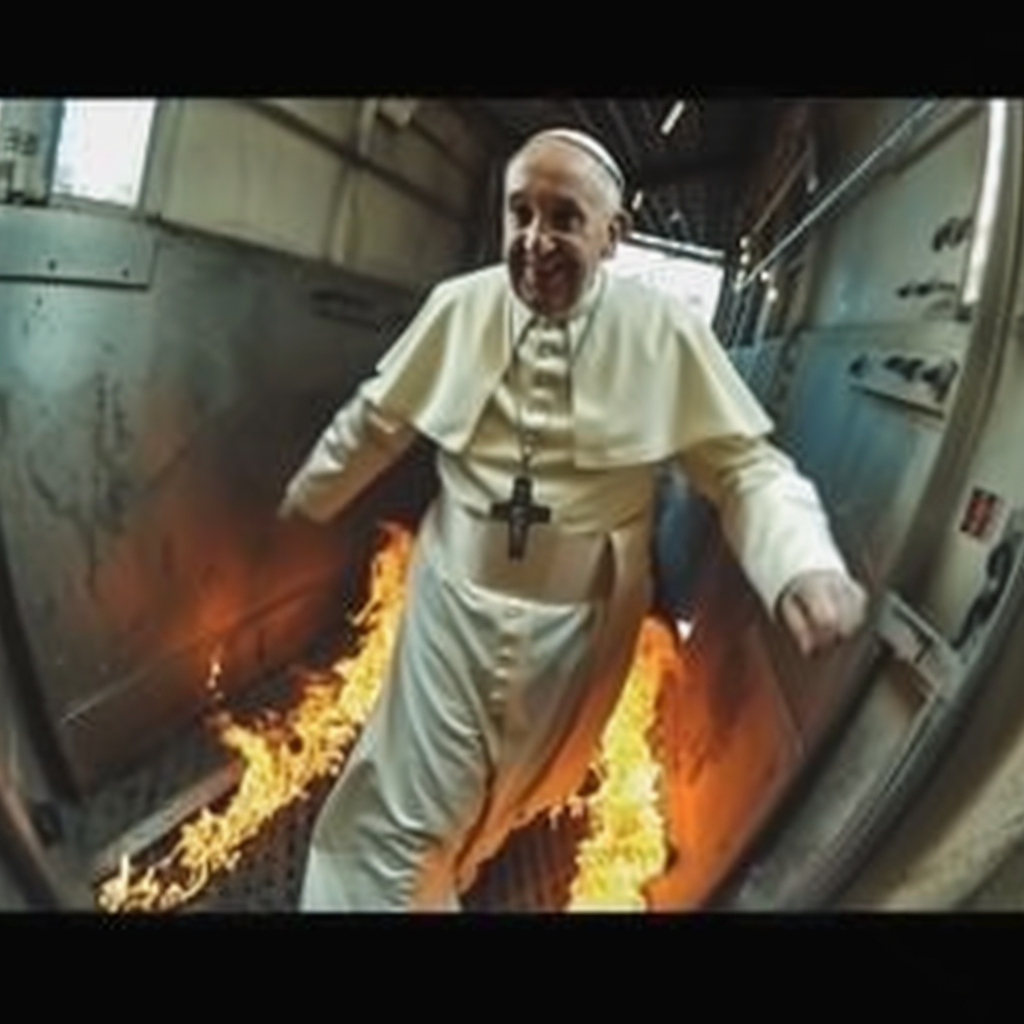 GoPro shot of the Pope running from fire