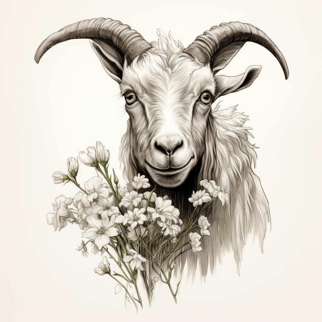 Goat eating flower photo