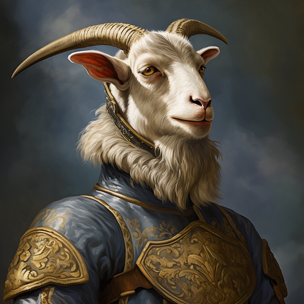 Funny Goat Knight Portrait