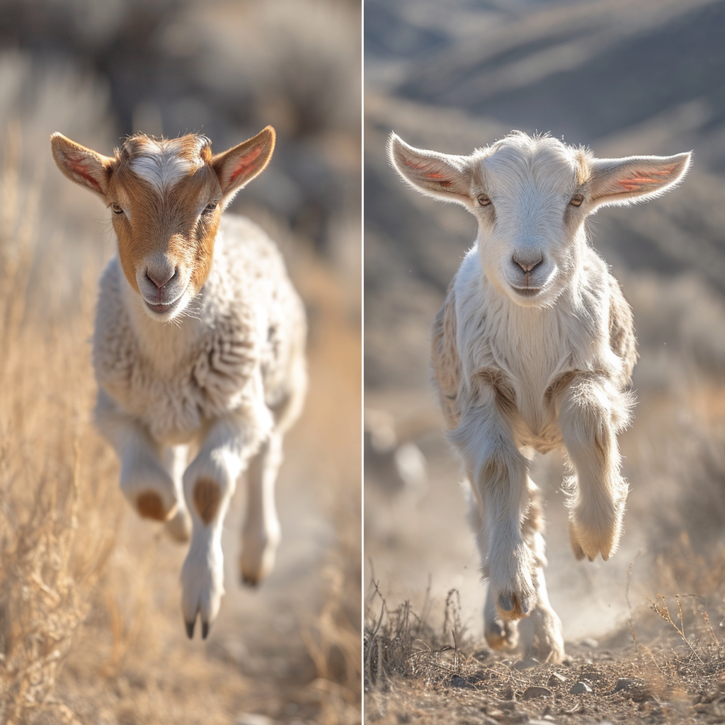 Goat running in desert