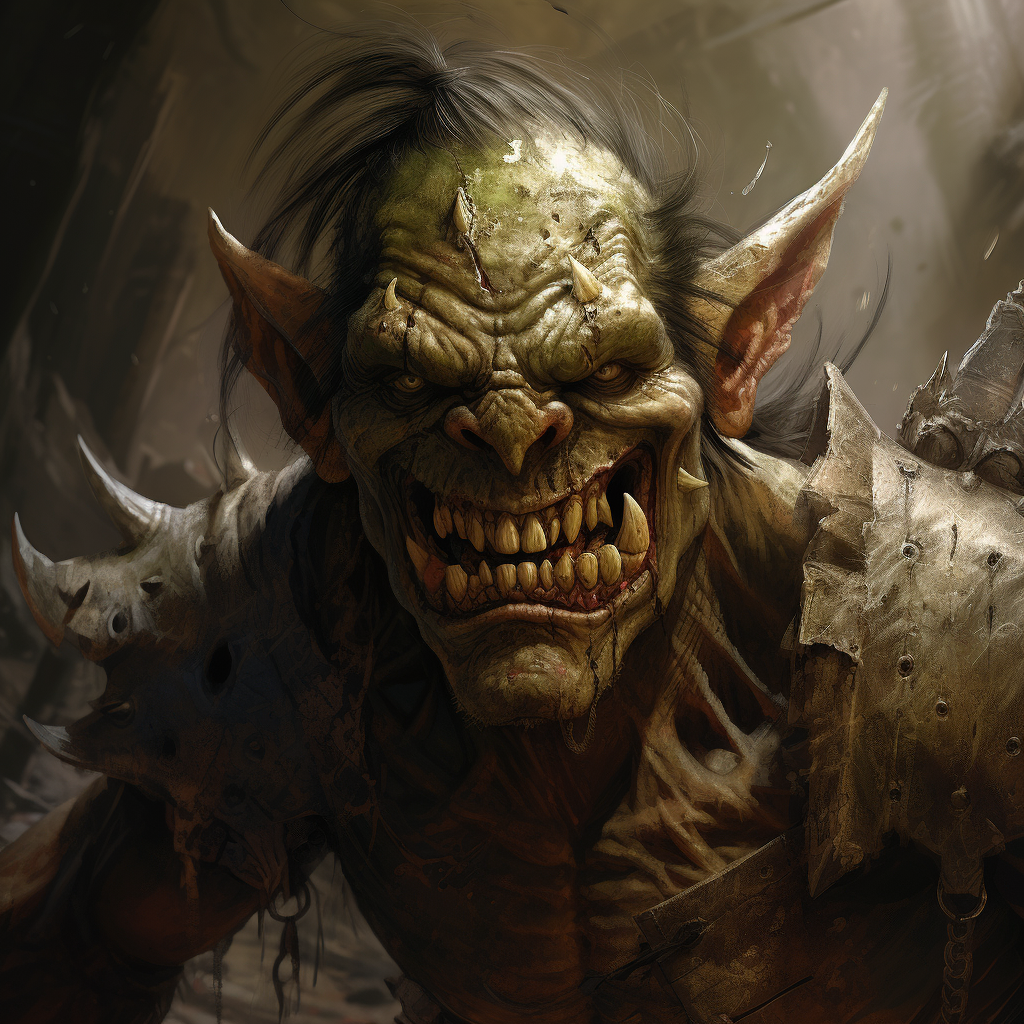 Goblin barbarian with sharp teeth