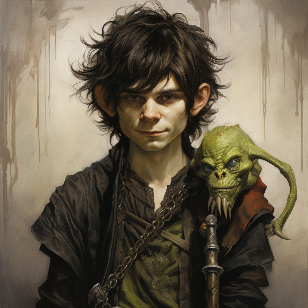 Goblin with Black Hair Holding Staff