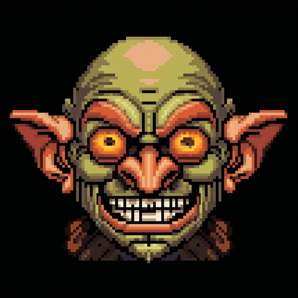 Pixel art goblin portrait