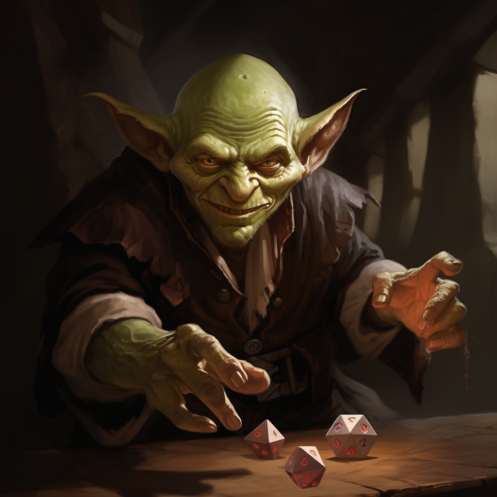 Goblin throwing dice DND style