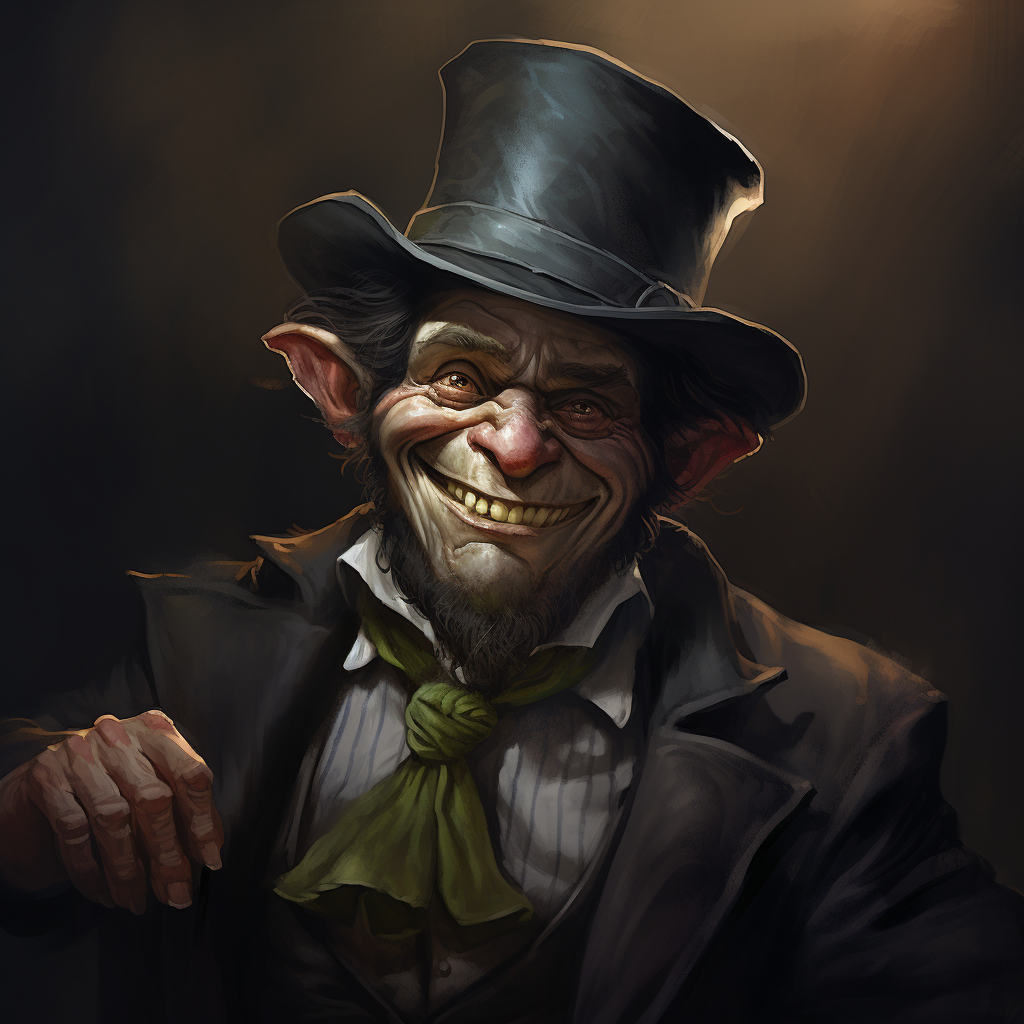 Goblin wearing rounded top bowler hat