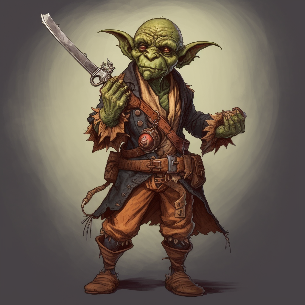 Goblin pirate with pistol and saber