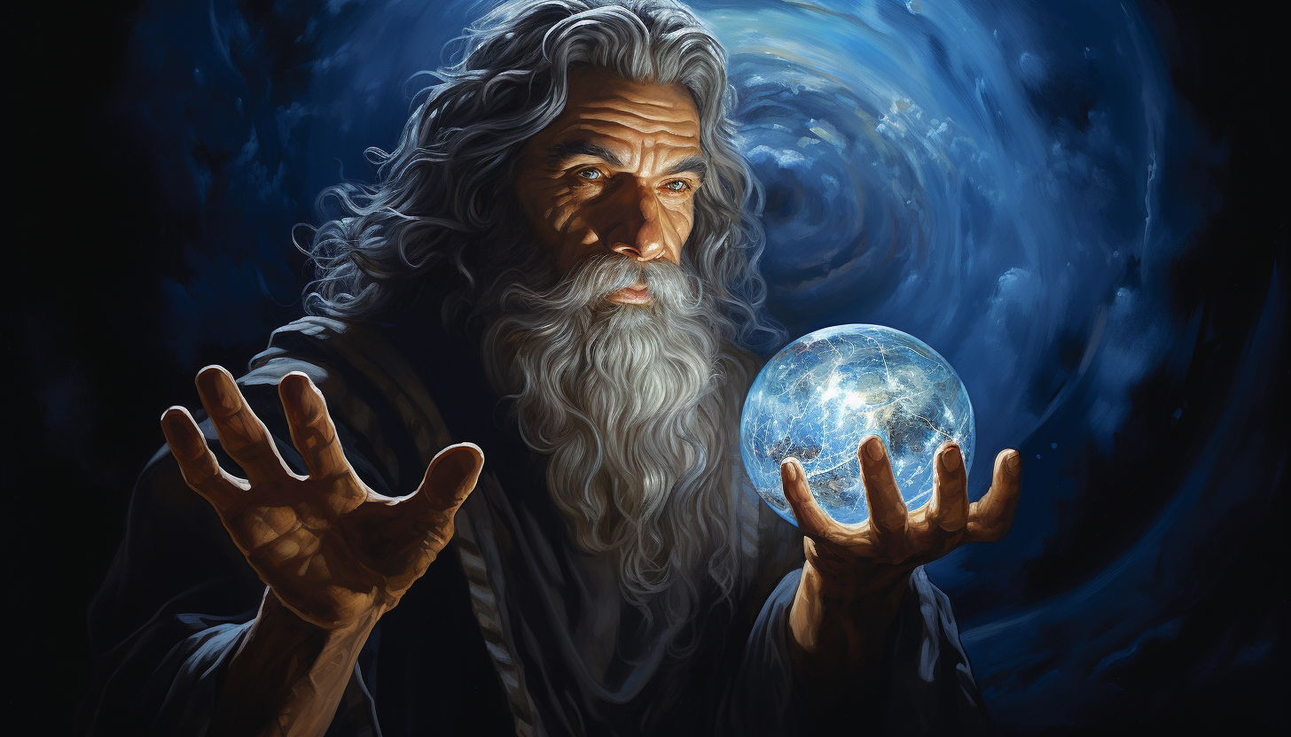 Realistic Portrait of Universal God Holding Planet