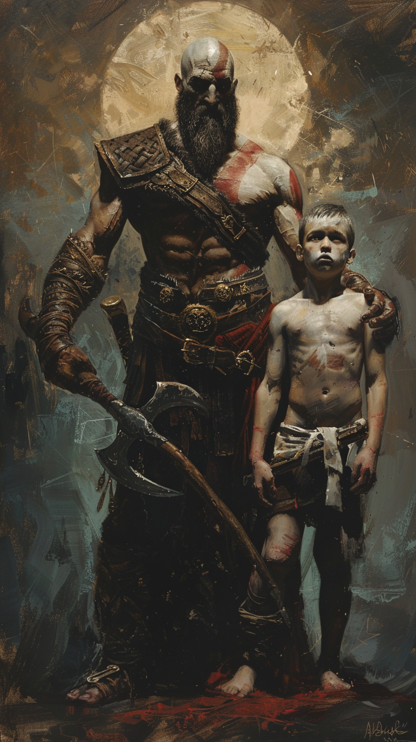 God of War with Son and Tools