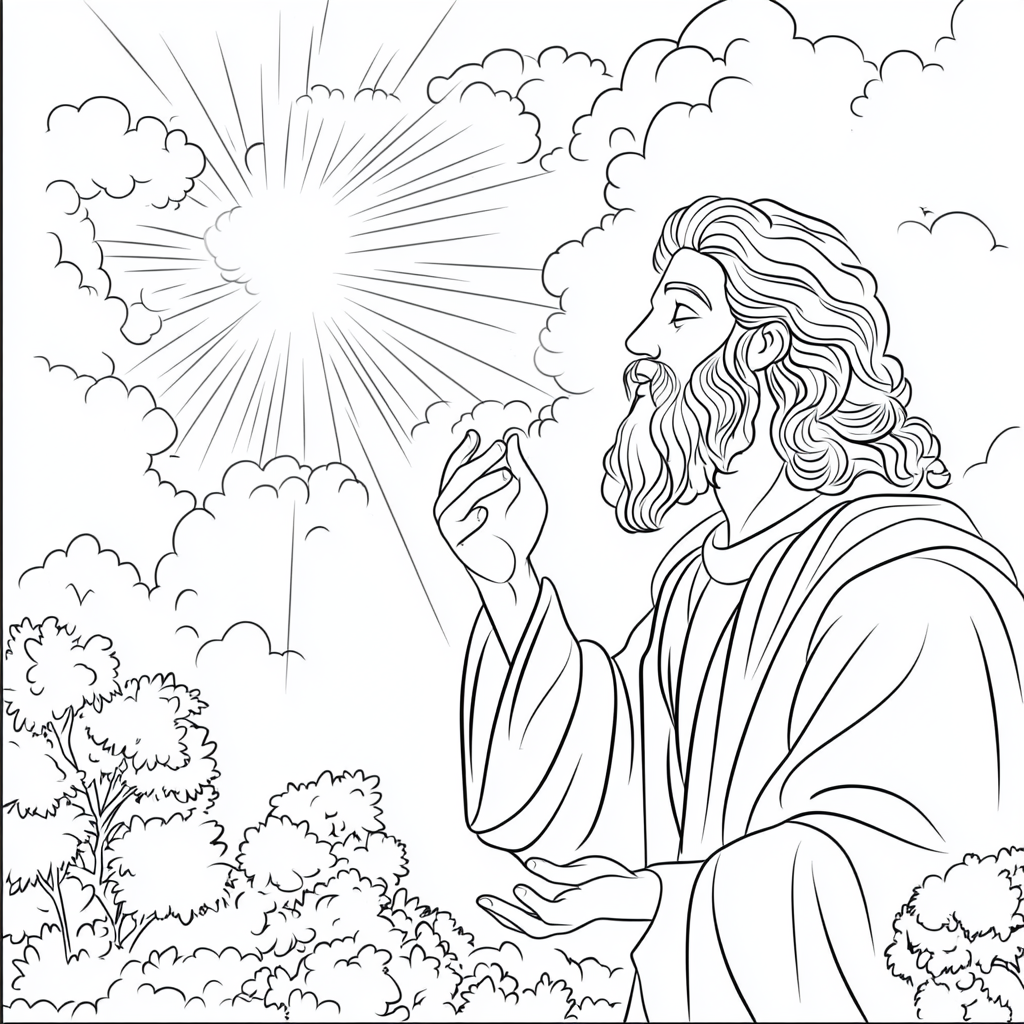 Cartoon Coloring Page of God Creating Light