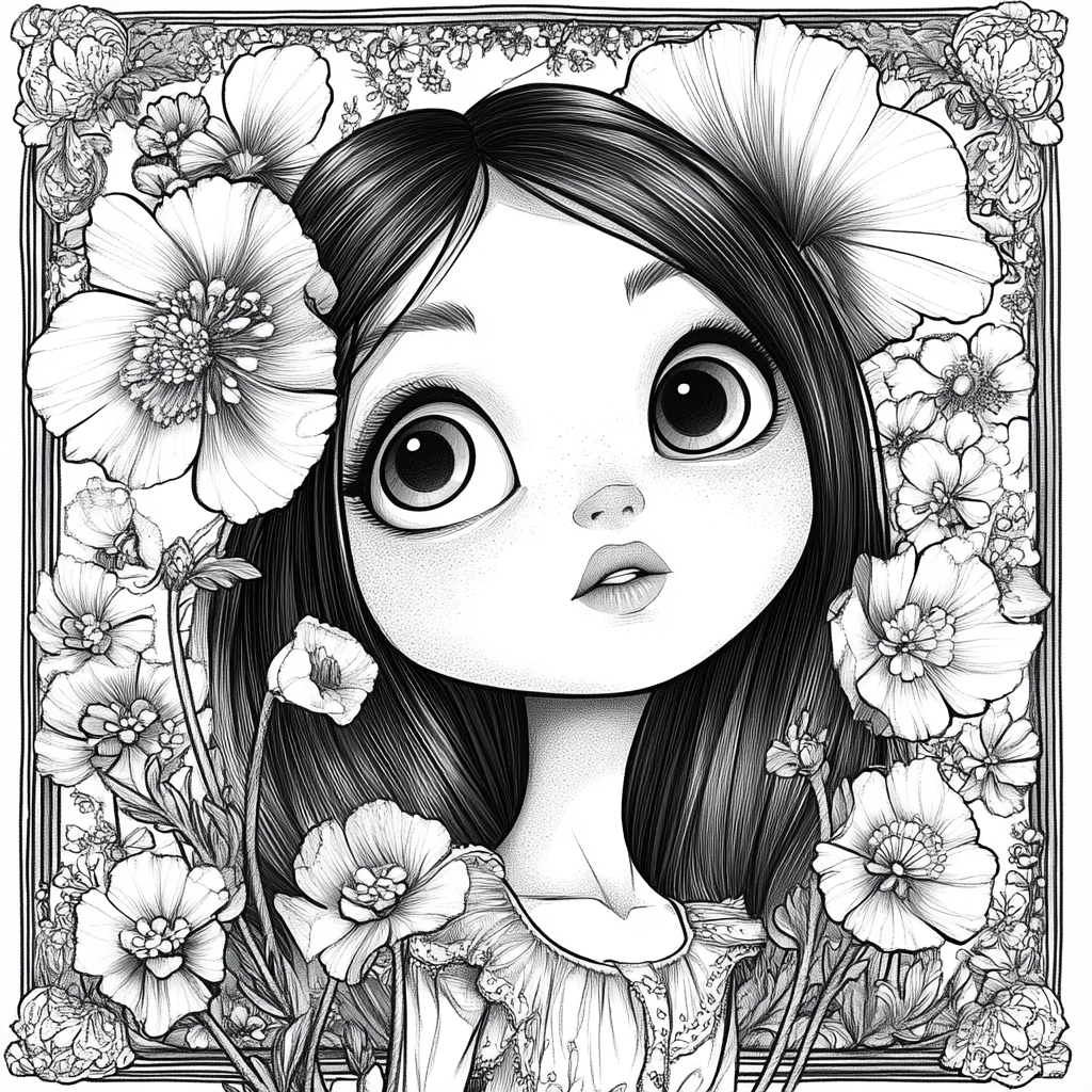 Poppy Goddess Coloring Page for Kids