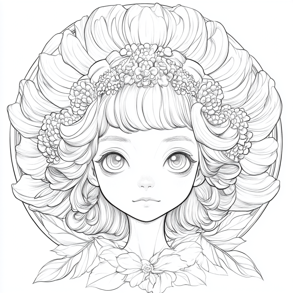 Goddess Chrysanthemum Coloring Page Kids