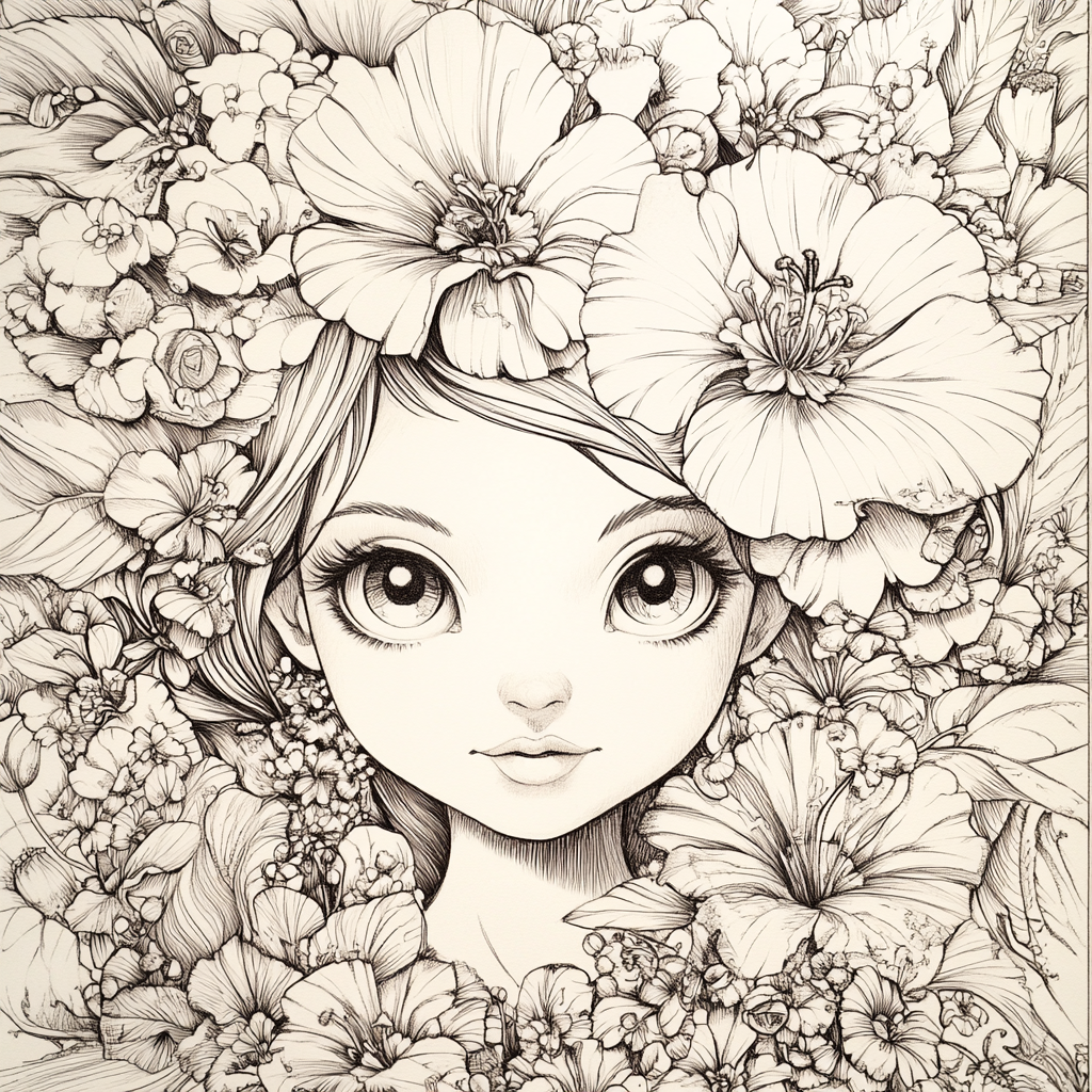 Flower Goddess Coloring Page for Kids