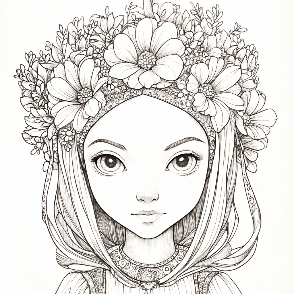 Freesia Flower Goddess Coloring Page