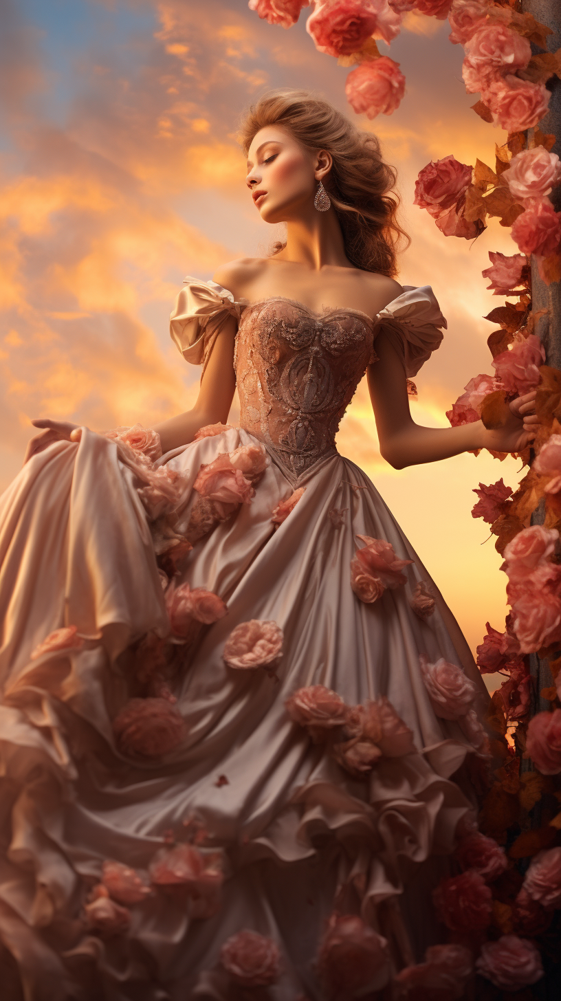 Serene Goddess in Flower Gown