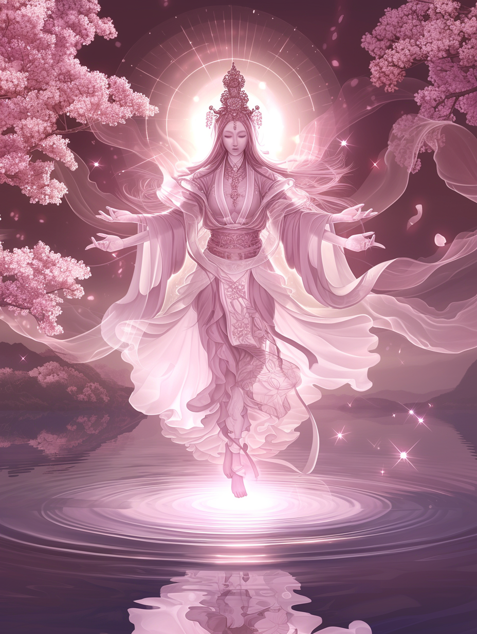 Goddess Guanyin Rococo Style Pink Skirt