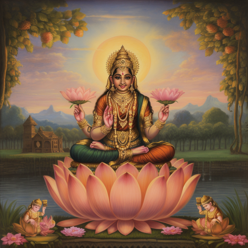 Goddess Lakshmi and the Buddha, symbolizing divine blessings